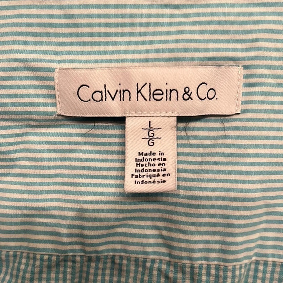 Blue and White Plaid Calvin Klein Button Up - Picture 4 of 6